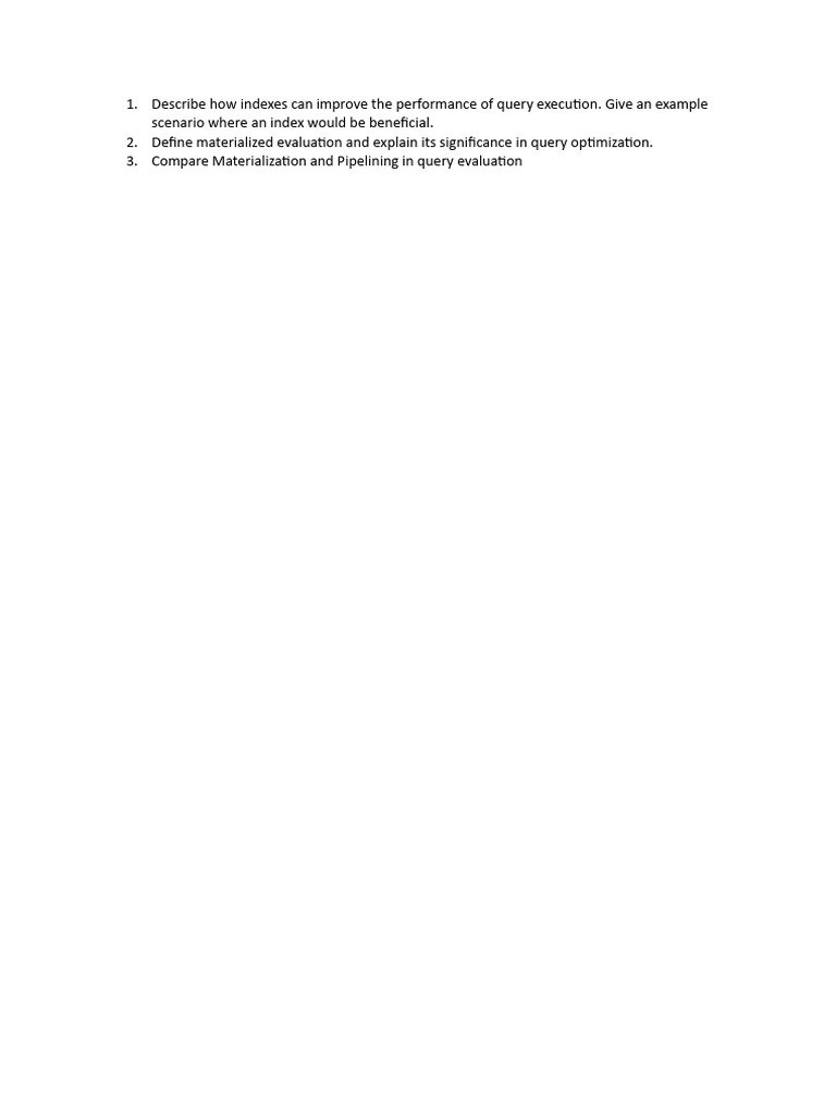 Query Optimization: Indexes & Materialization | PDF
