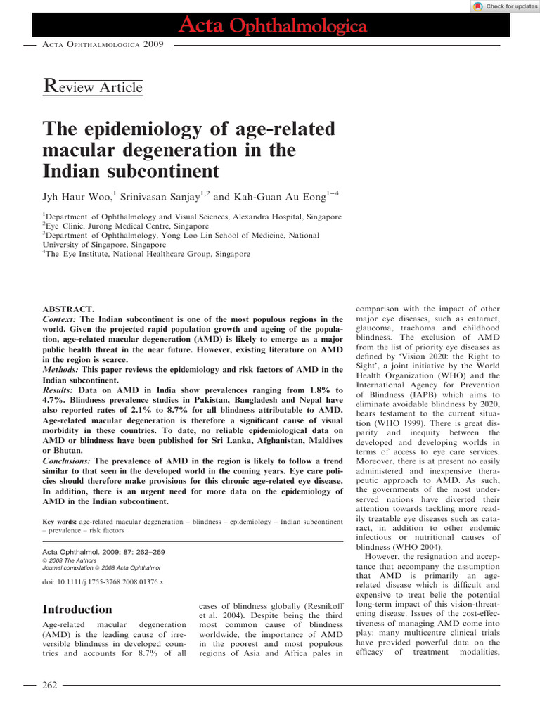 Acta Ophthalmologica - 2009 - Woo - The Epidemiology of Age Related ...