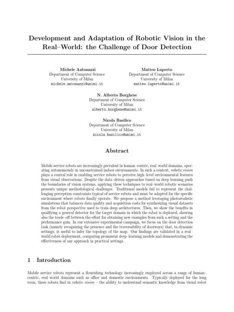The Challenge of Door Detection | PDF | Computer Vision | Simulation