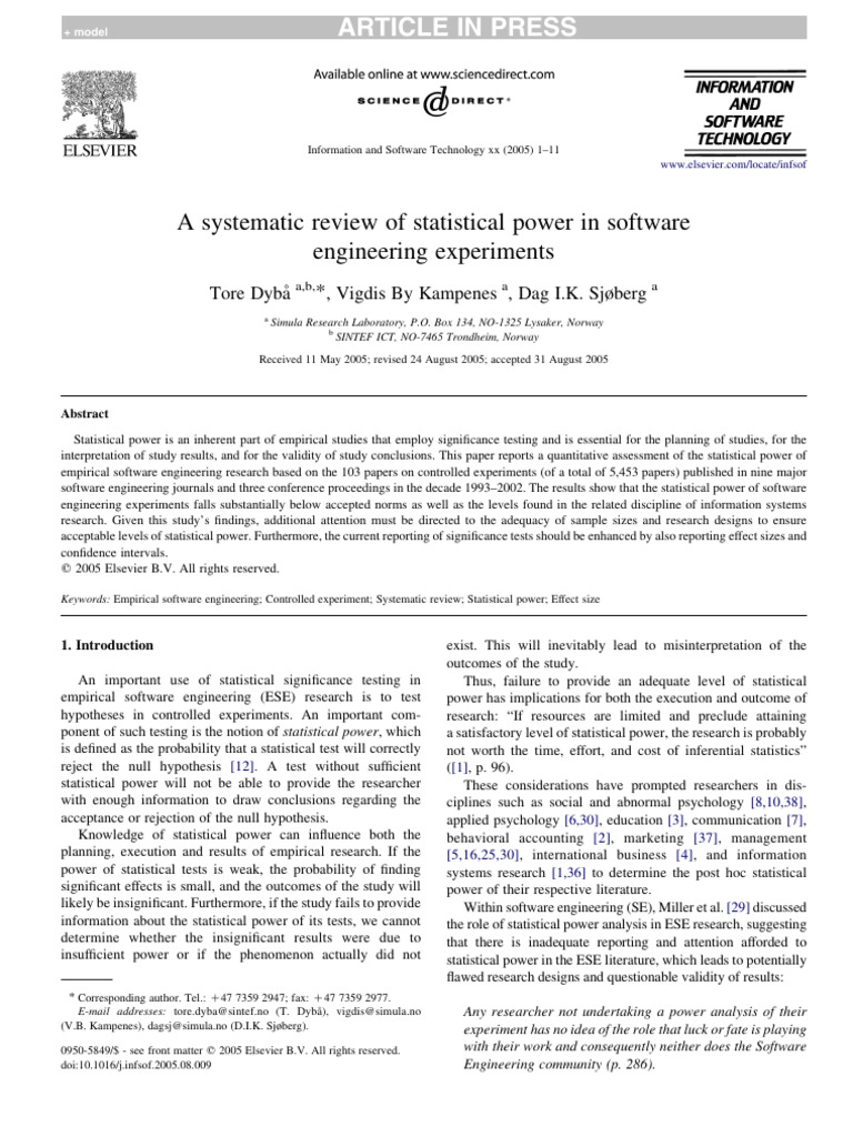 Statistical Power in Software Engineering | PDF | Effect Size | Statistics