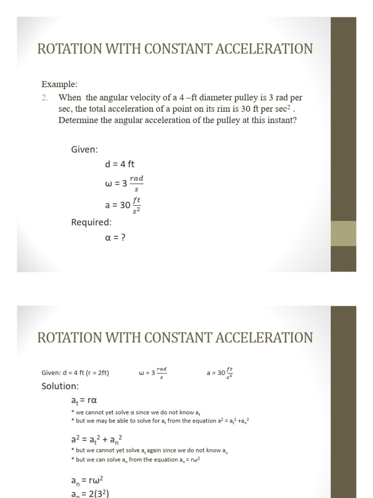 Constant Acceleration in Rotational Motion | PDF | Acceleration | Velocity