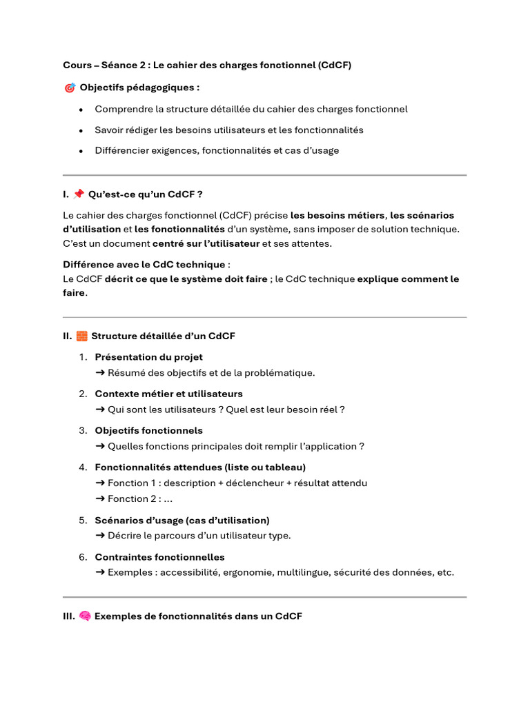 Cahier des charges fonctionnel : Guide | PDF | Informatique