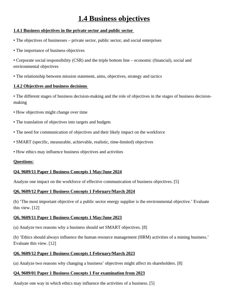 1.4 Business Objectives | PDF