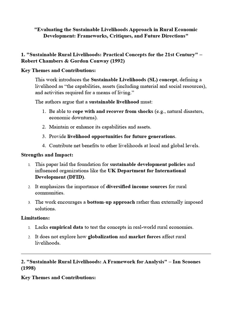 Sustainable Livelihoods in Rural Development | PDF | Sustainability ...