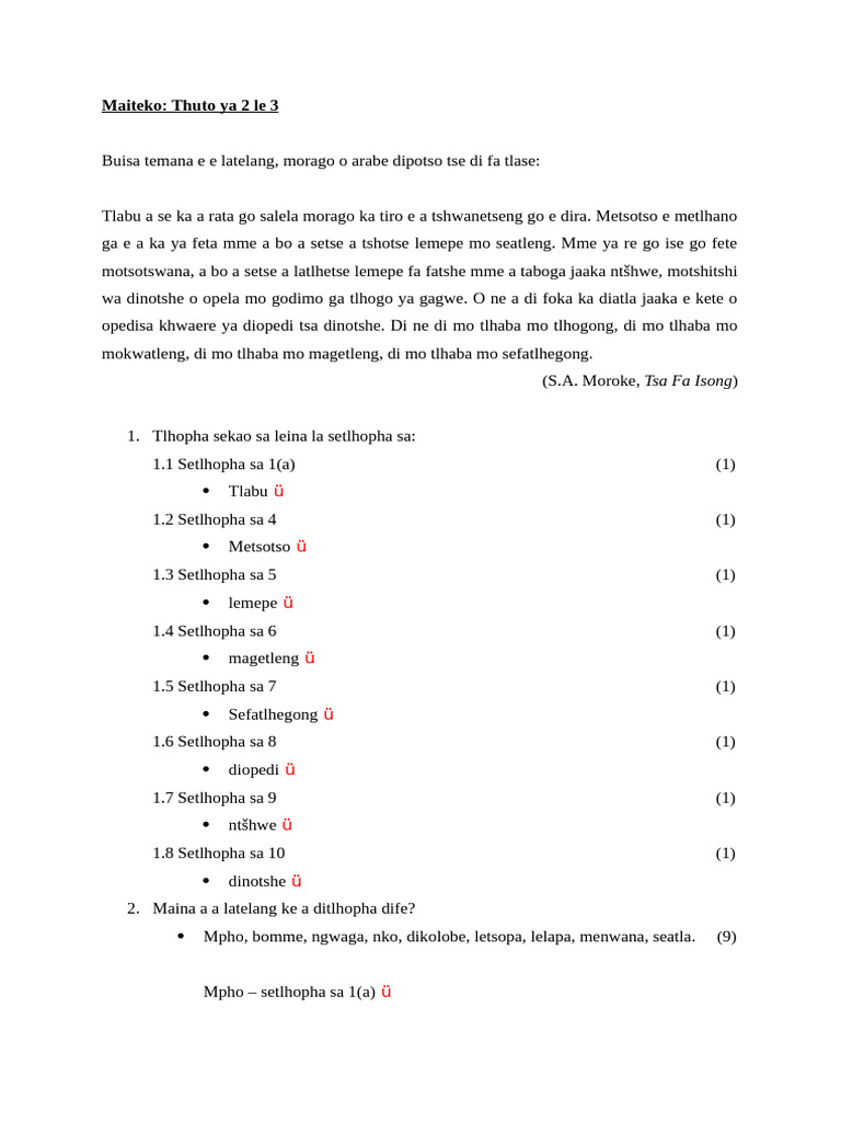 Thuto 2 Le 3 Memo | PDF