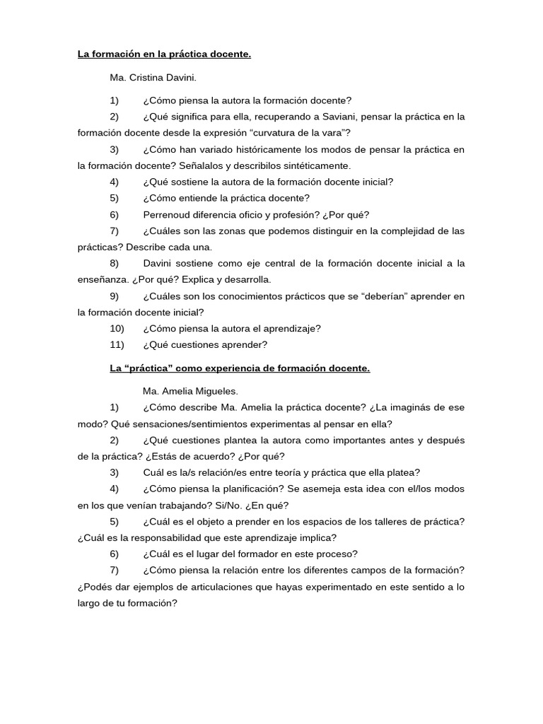 Formación docente según Ma. Cristina Davini | PDF