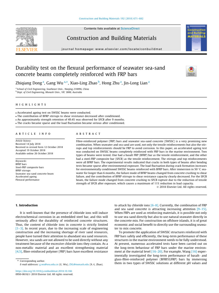 Durability Test On The Flexural Performance of Seawater Sea-Sand ...