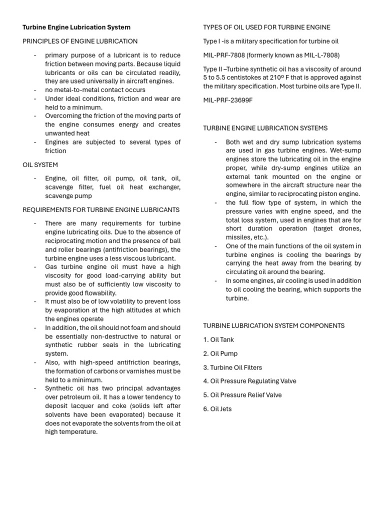Turbine Engine Lubrication Overview | PDF | Pump | Motor Oil