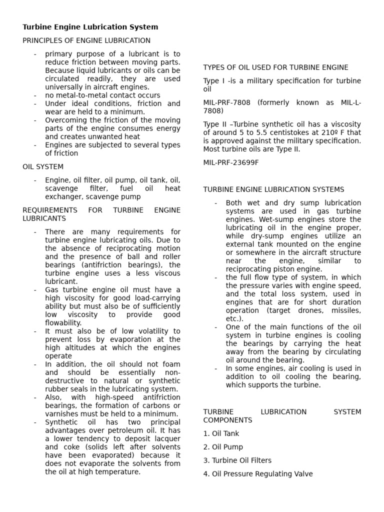 Turbine Engine Lubrication System | PDF | Pump | Motor Oil