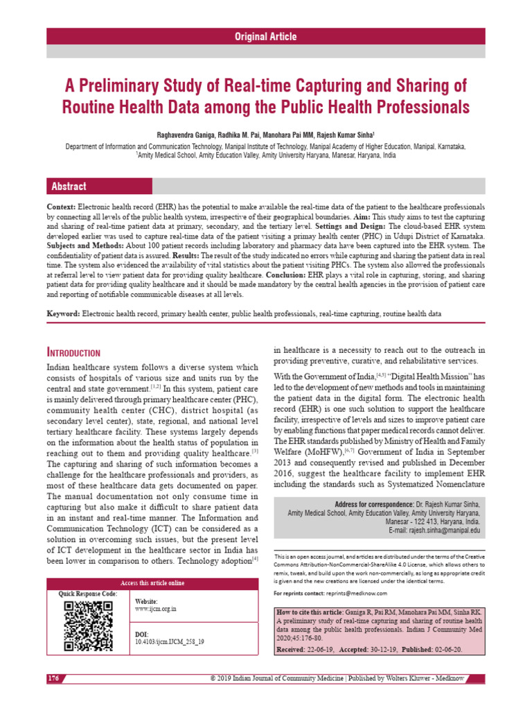 Real-Time Patient Data Sharing in India | PDF | Electronic Health ...