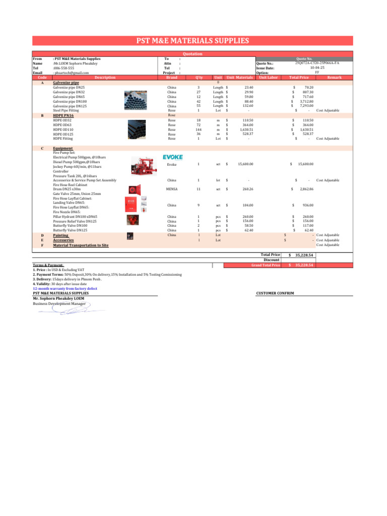 Galvenize Pipe Quotation Details | PDF | Pipe (Fluid Conveyance ...