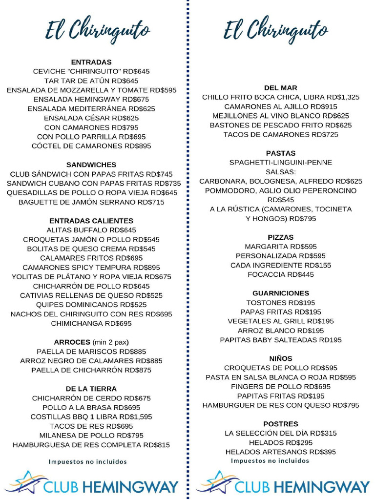 Menu El Chiringuito | PDF