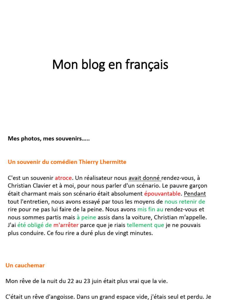 Souvenirs et rêves : émotions et réflexions | PDF | Rêve