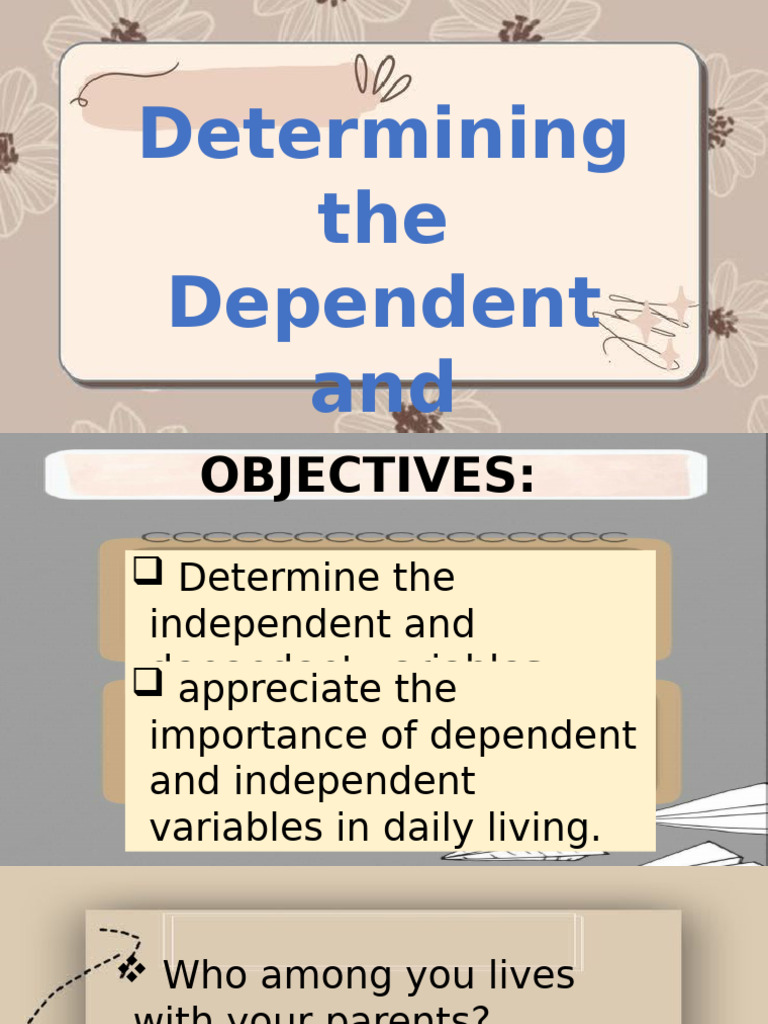 Determines Dependent and Independent Variables | PDF
