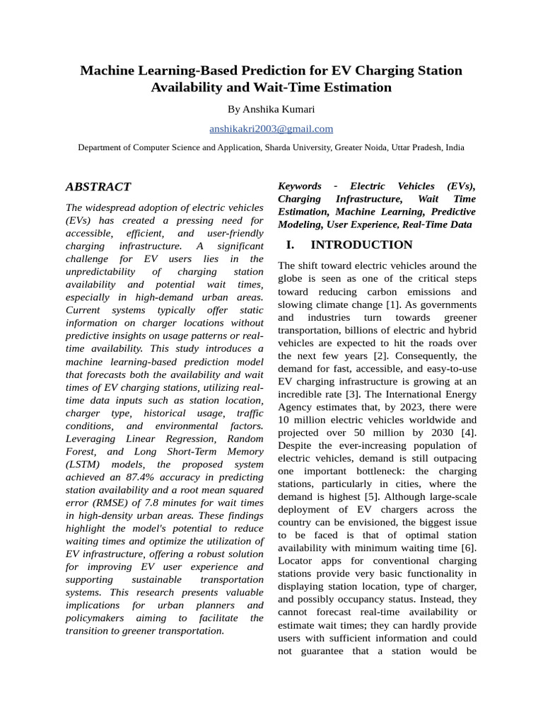 EV Charging Station Wait-Time Prediction | PDF | Electric Vehicle ...