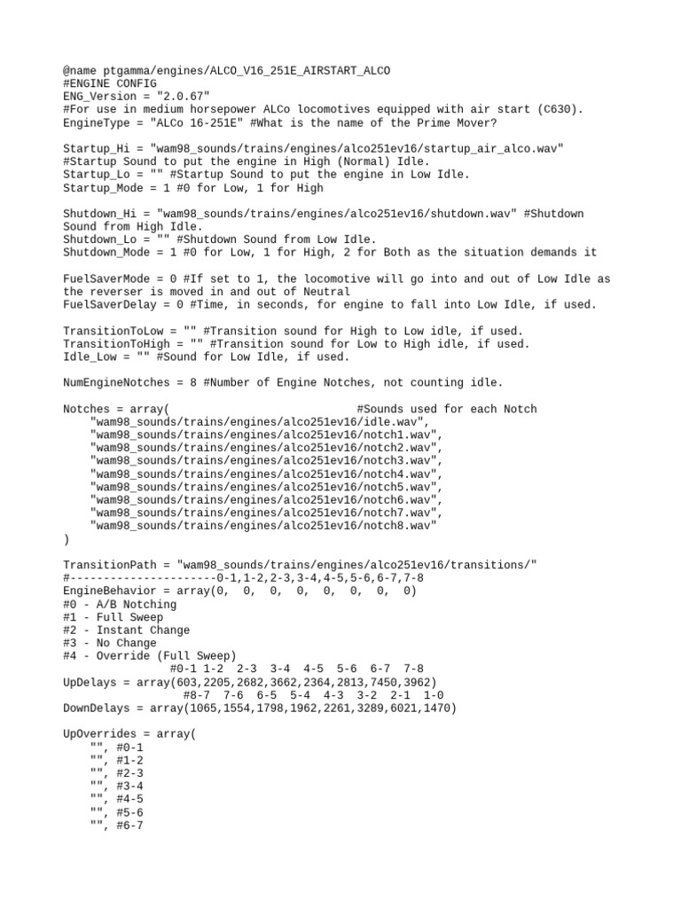 ALCo V16 251E Air Start Engine Config | PDF | Diesel Fuel | Rail Transport