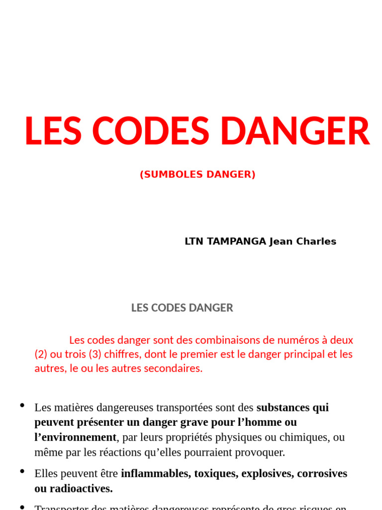 Codes de danger pour matières dangereuses | PDF | Matière dangereuse ...
