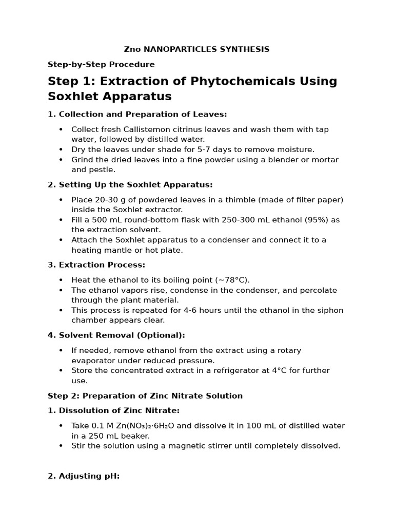 Synthesis of ZnO Nanoparticles Guide | PDF | Zinc Oxide | Ph