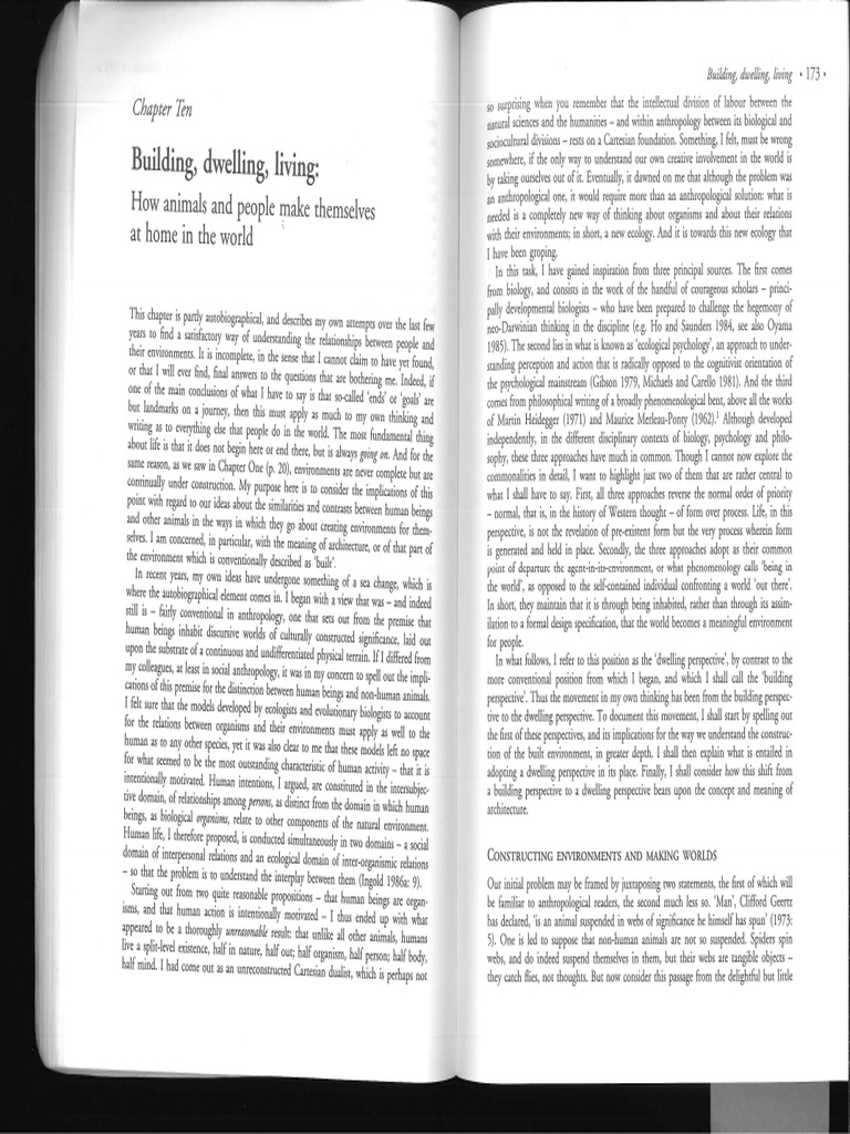 Tim Ingold - Building Dwelling Living | PDF