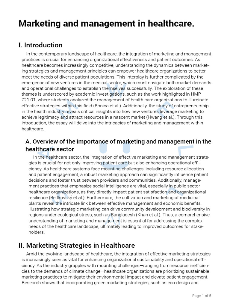 Marketing and Management in Healthcare | PDF | Health Care | Leadership