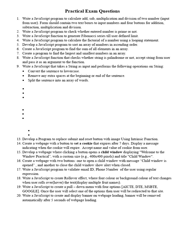 Practical - Exam - Questions CSS | PDF | Java Script | Http Cookie