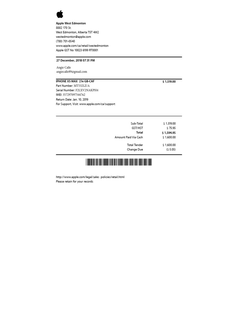 Emailreceipt 20181227R2736411270 | PDF