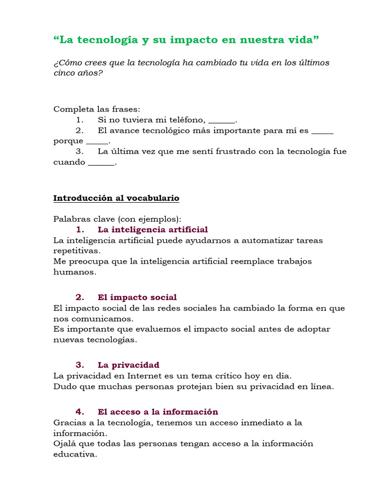 Impacto de la Tecnología en la Vida Diaria | PDF | Inteligencia ...
