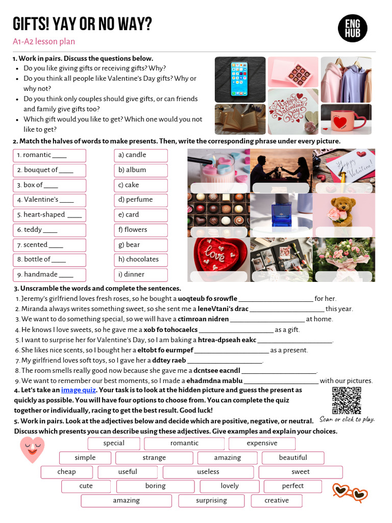 A1-A2 Gifts! Yay or No Way A4 Worksheet SV | PDF | Valentine's Day