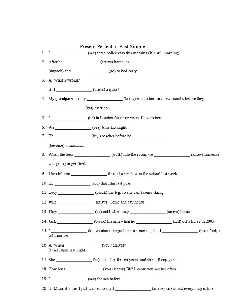 Present - Perfect - or - Past - Simple Exercise | PDF