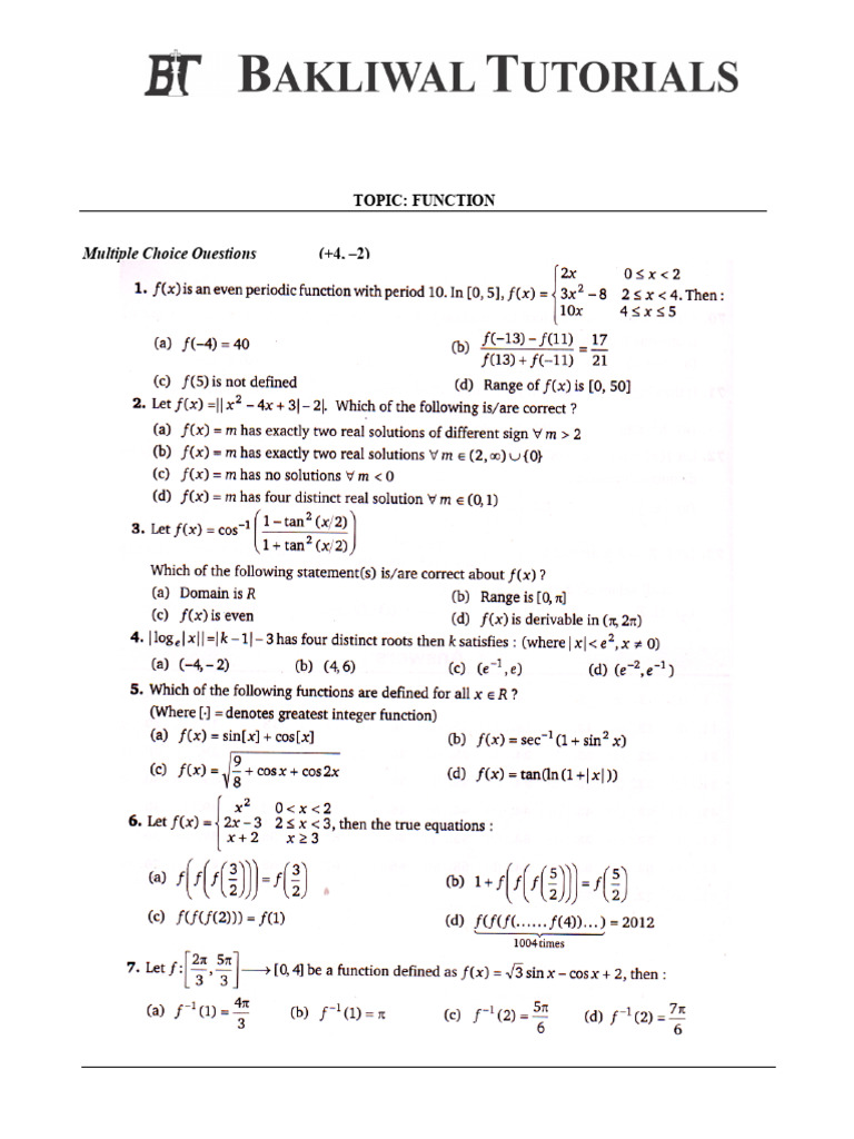 Practice Test - 1 (Function) - Q | PDF