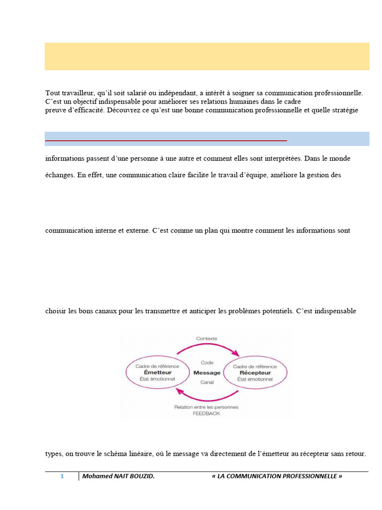 Schéma de Communication Professionnelle | PDF | la communication ...