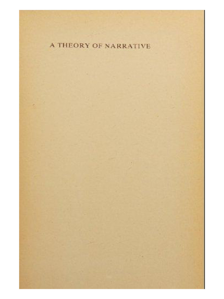 A Theory of Narrative - Franz K. Stanzel | PDF