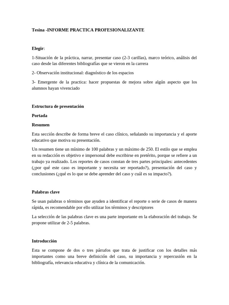 Informe de Práctica Profesionalizante | PDF