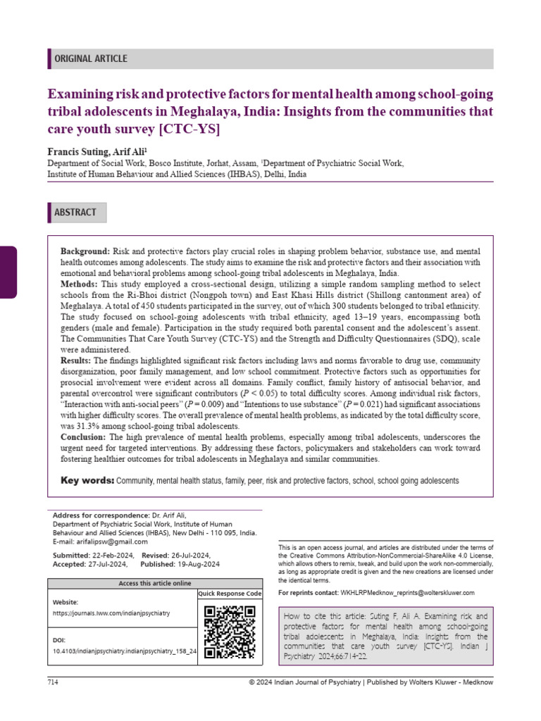 Examining Risk and Protective Factors For Mental.4 | PDF | Adolescence ...