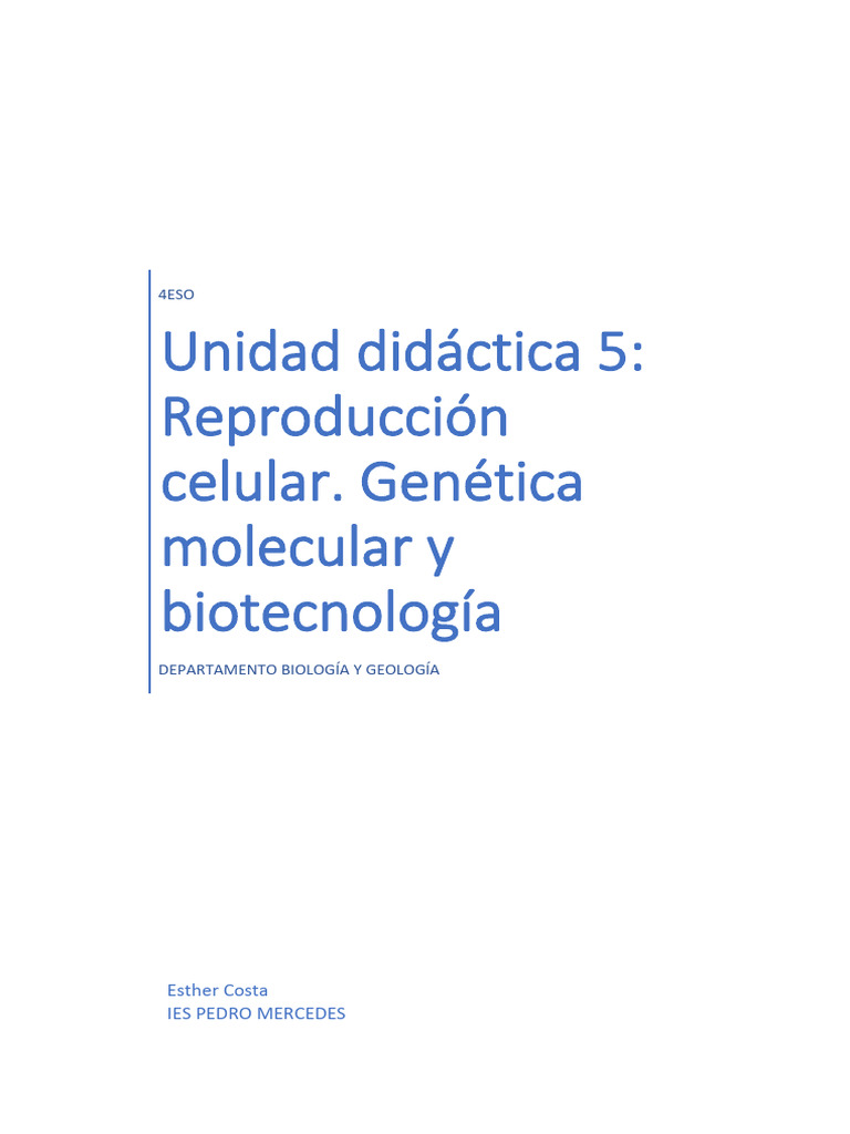 Genética Molecular y Biotecnología 4ESO | PDF | Codigo genetico | Adn