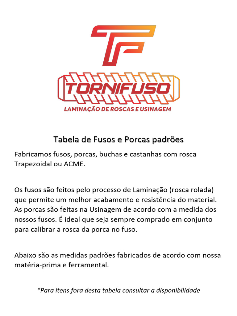 Fusos Trapezoidais TR16 e Padrões | PDF | Engenharia Civil | Materiais ...