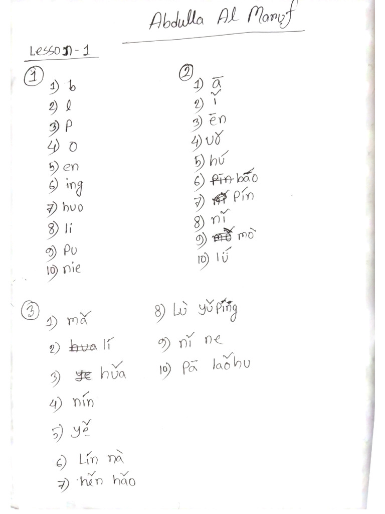 Home Work Iml Chinese Lesson 1-2 | PDF