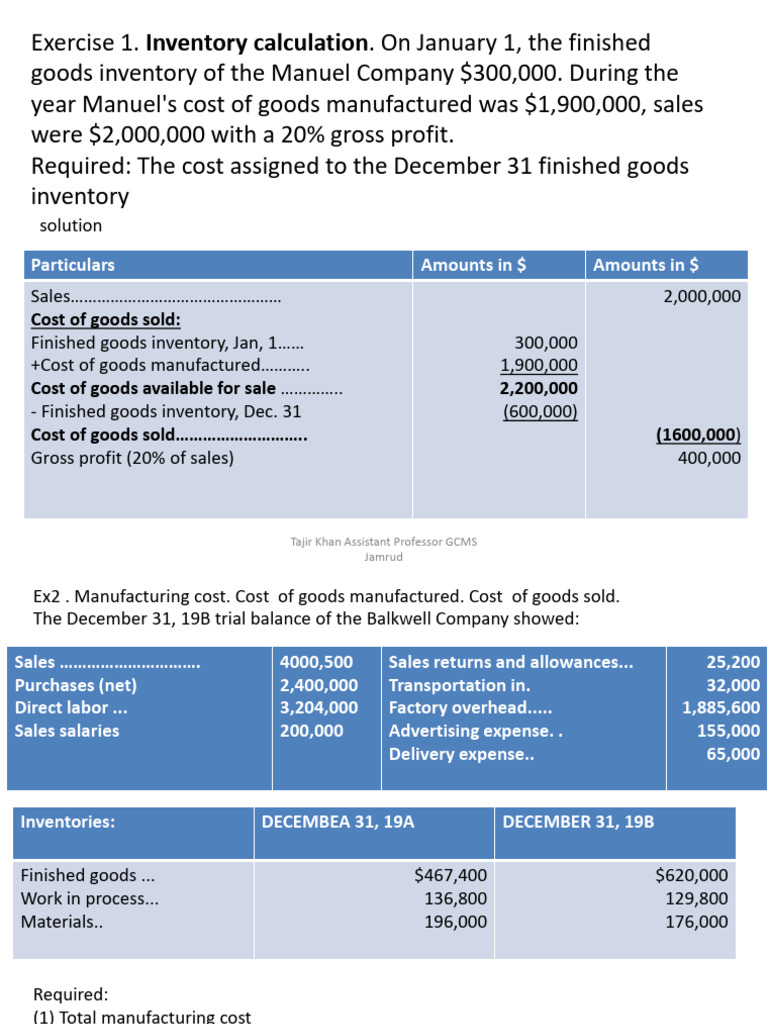 Cost of Goods Sold and Income Statements | PDF | Cost Of Goods Sold ...