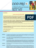 Food Pro: News Letter of All India Food Processors' Association March, 2012
