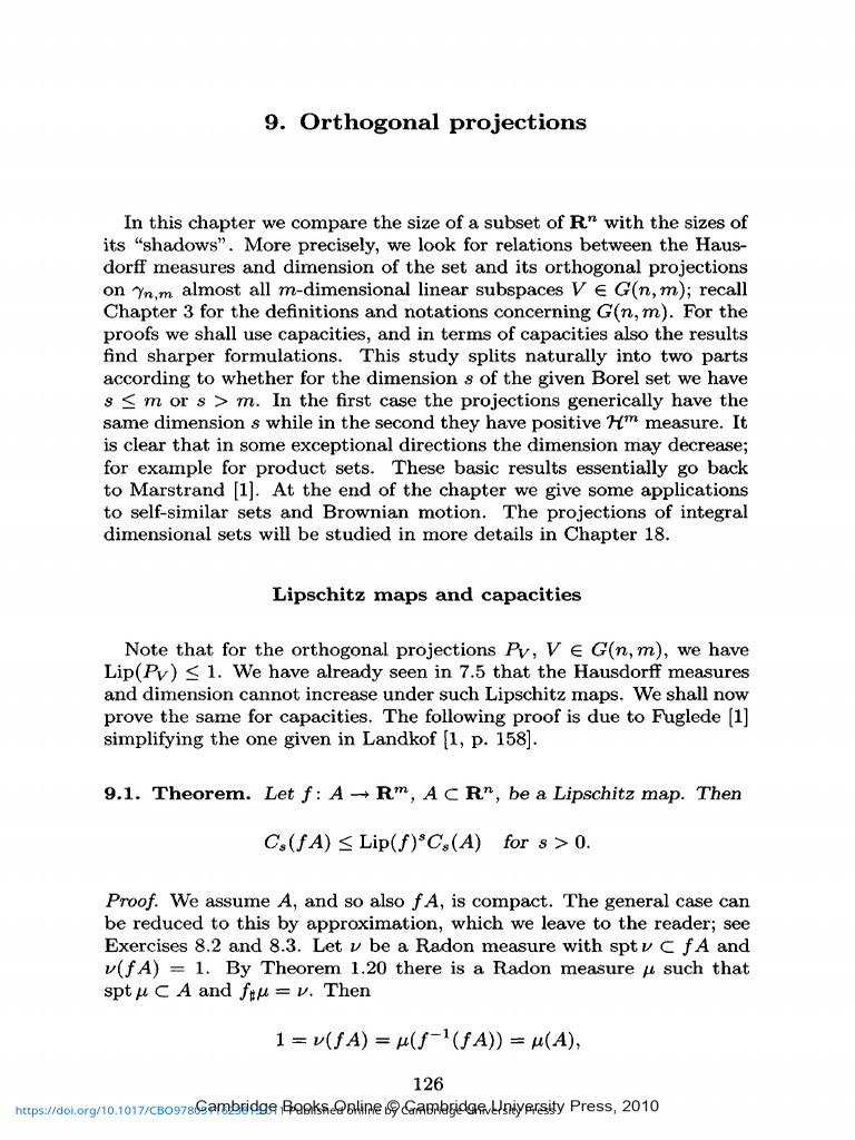 Orthogonal Projections and Hausdorff Dimension | PDF | Mathematical ...