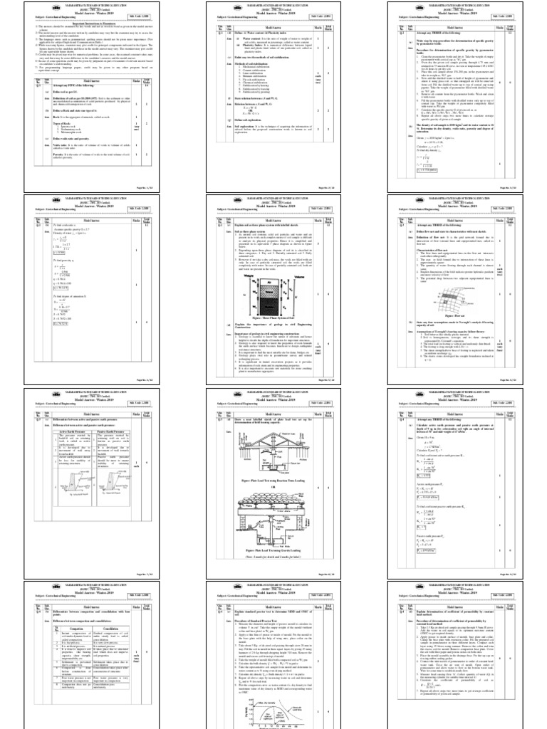 22404 Geotechnical Engineering Model Answers | PDF | Rock (Geology ...