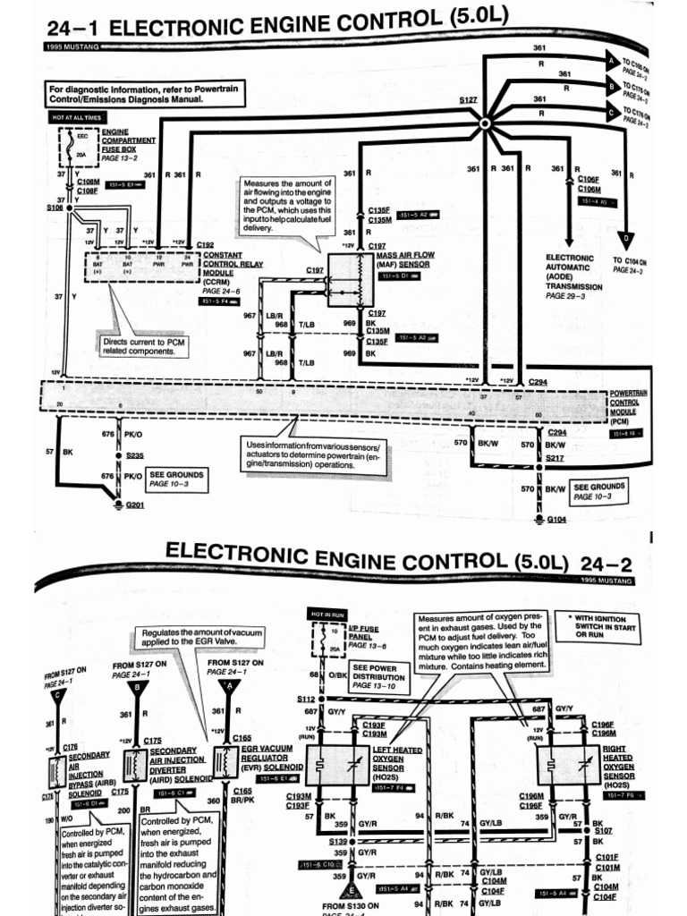 95 Mustang GT 5.0L engine wiring | PDF