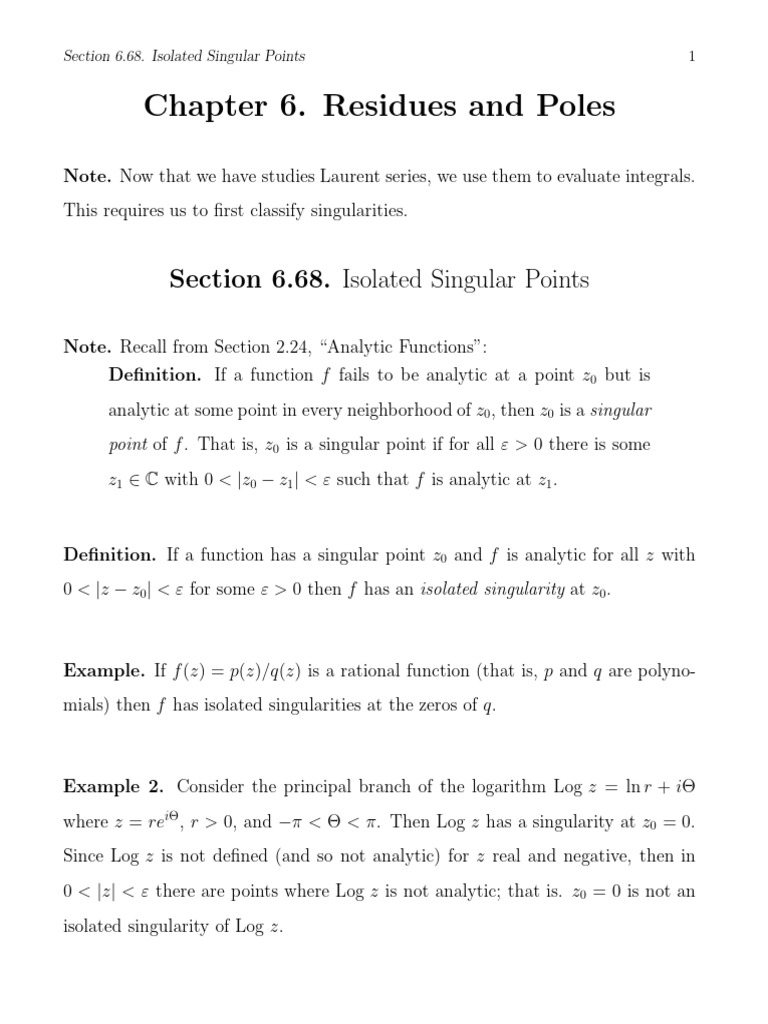 Isolated Singular Points in Complex Functions | PDF