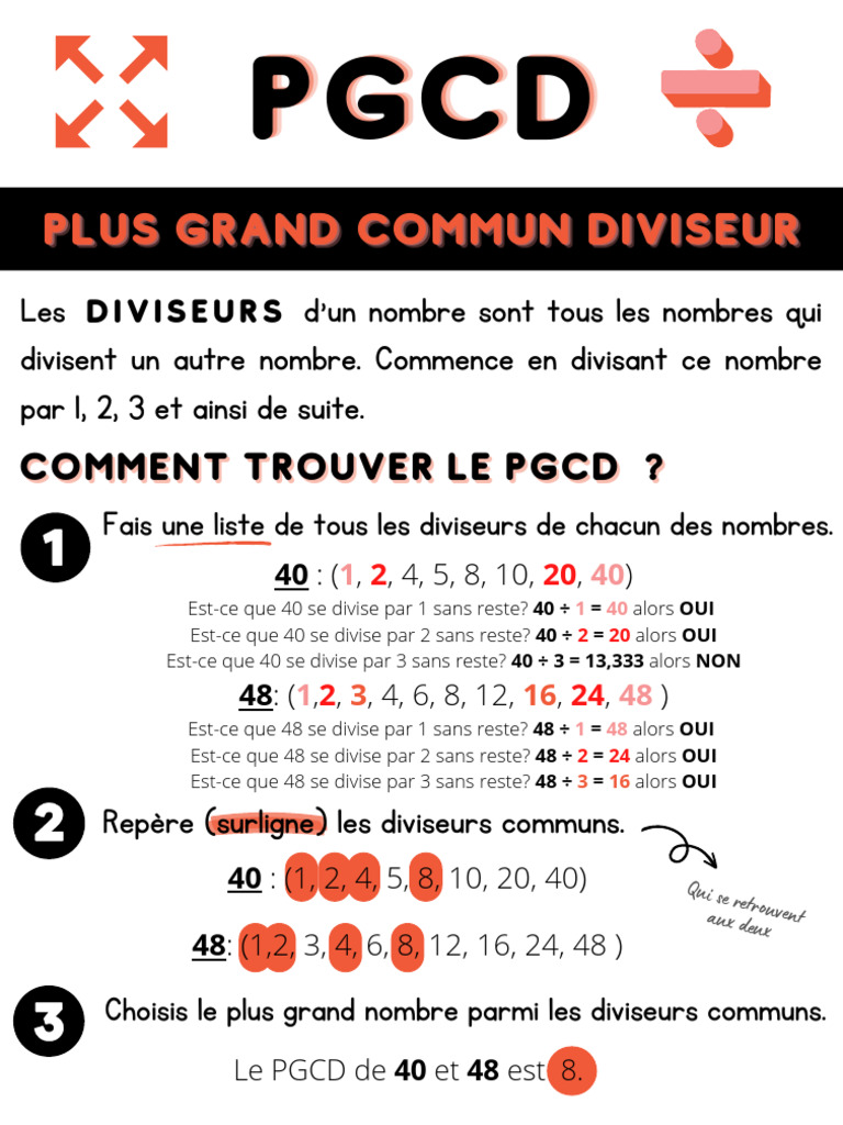 Calcul du PGCD de deux nombres | PDF