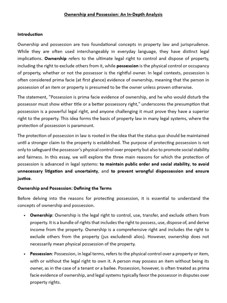 Ownership vs. Possession in Property Law | PDF | Property | Eviction
