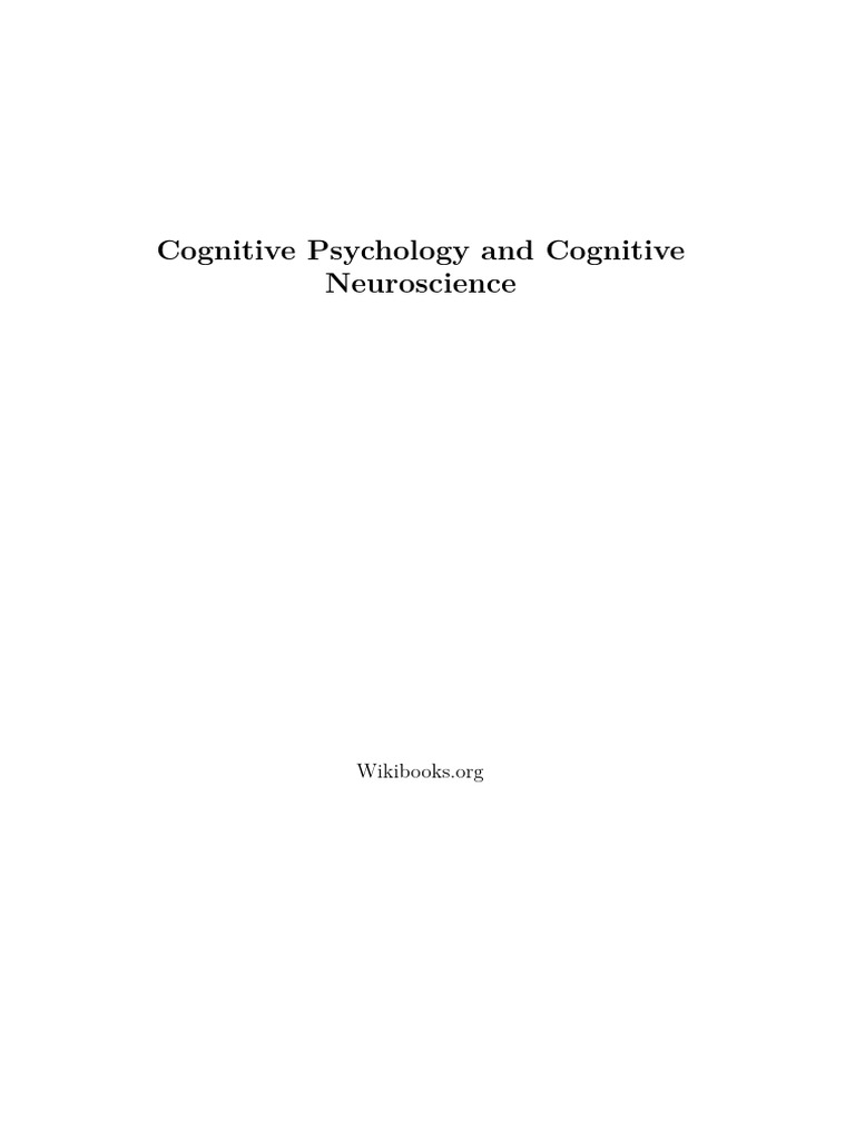 Cognitive Psychology and Cognitive Neuroscience | PDF | Cognition ...