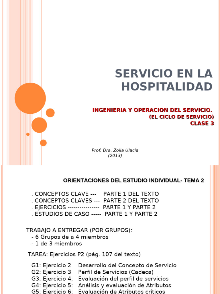 Servicio en La Hospitalidad Clase 3 | PDF | Cliente | La satisfacción ...