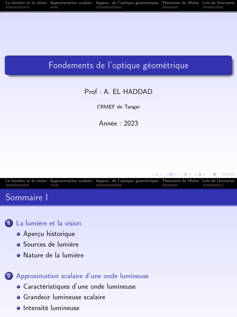 Théorème de Malus en optique géométrique PDF Optique Lumière — free download