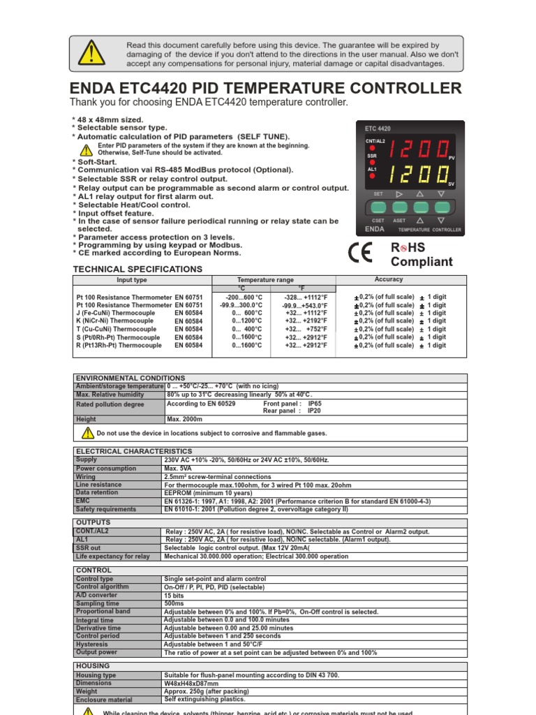 Etc 4420 | PDF | Thermocouple | Mains Electricity