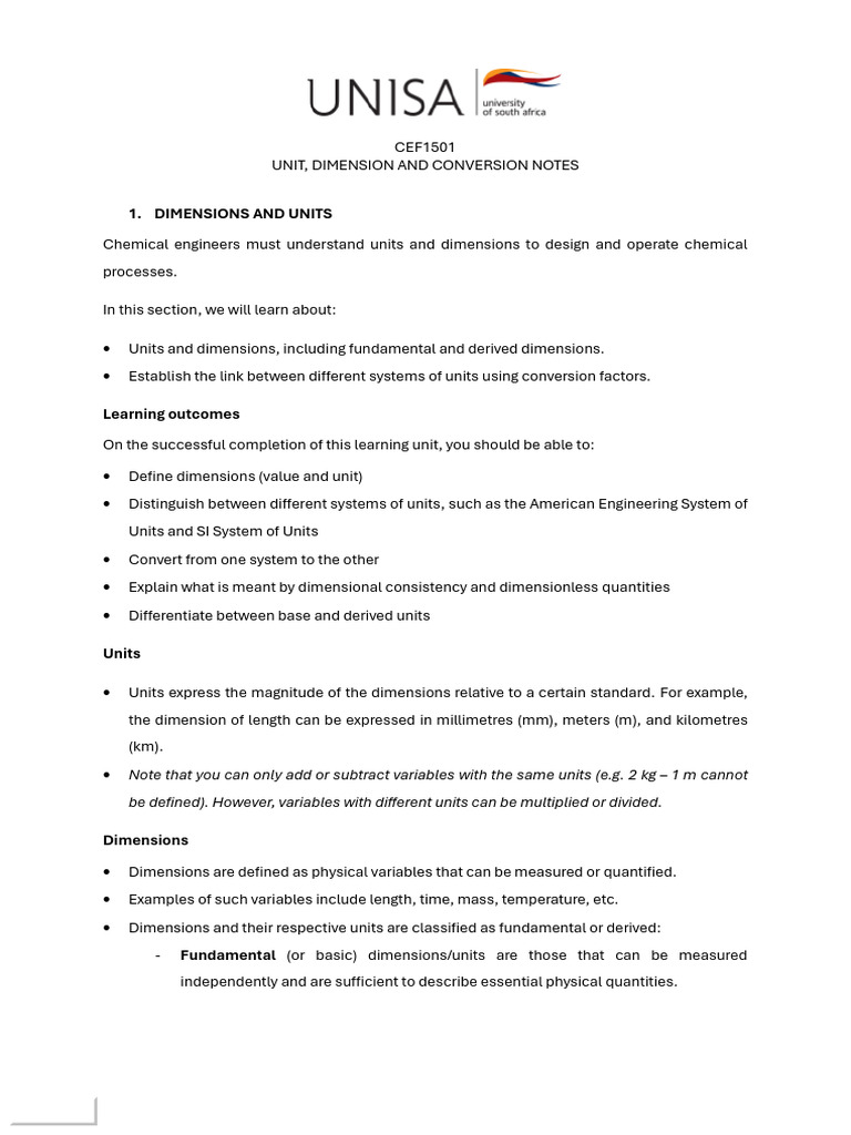 Units, Dimension and Conversion Notes | PDF | Mathematics | Physics